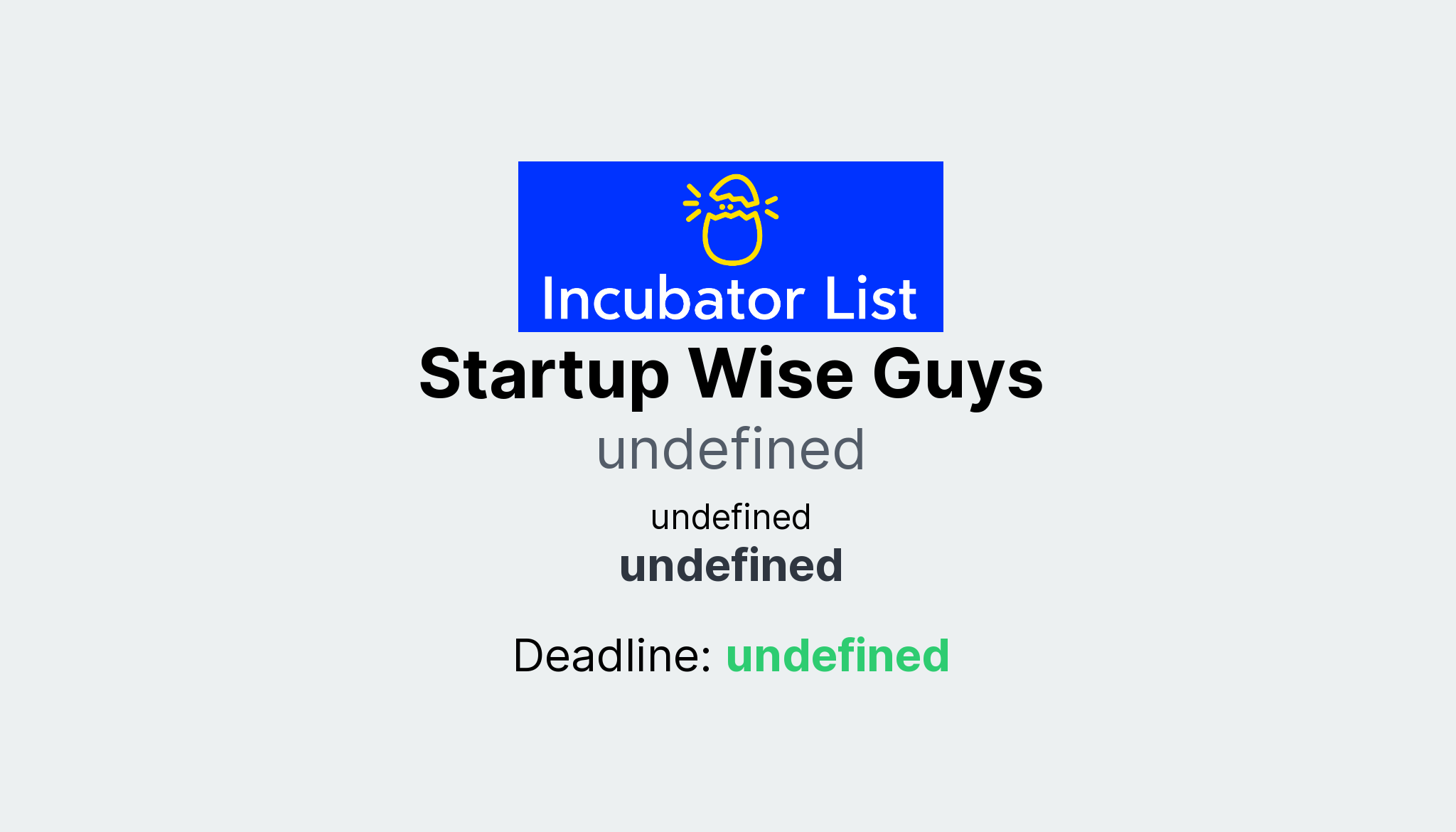 Startup Wise Guys Key Information